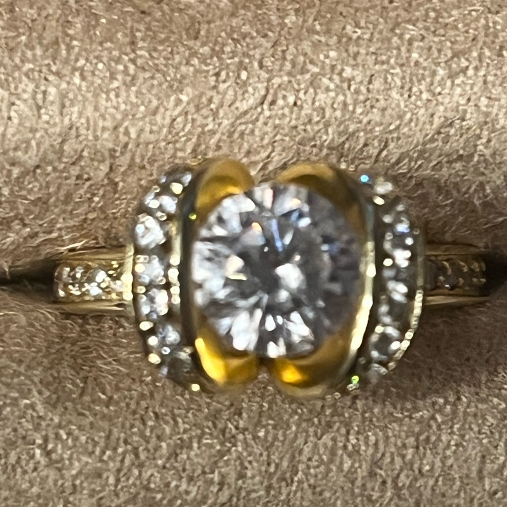 Simulated diamond gold plated ring